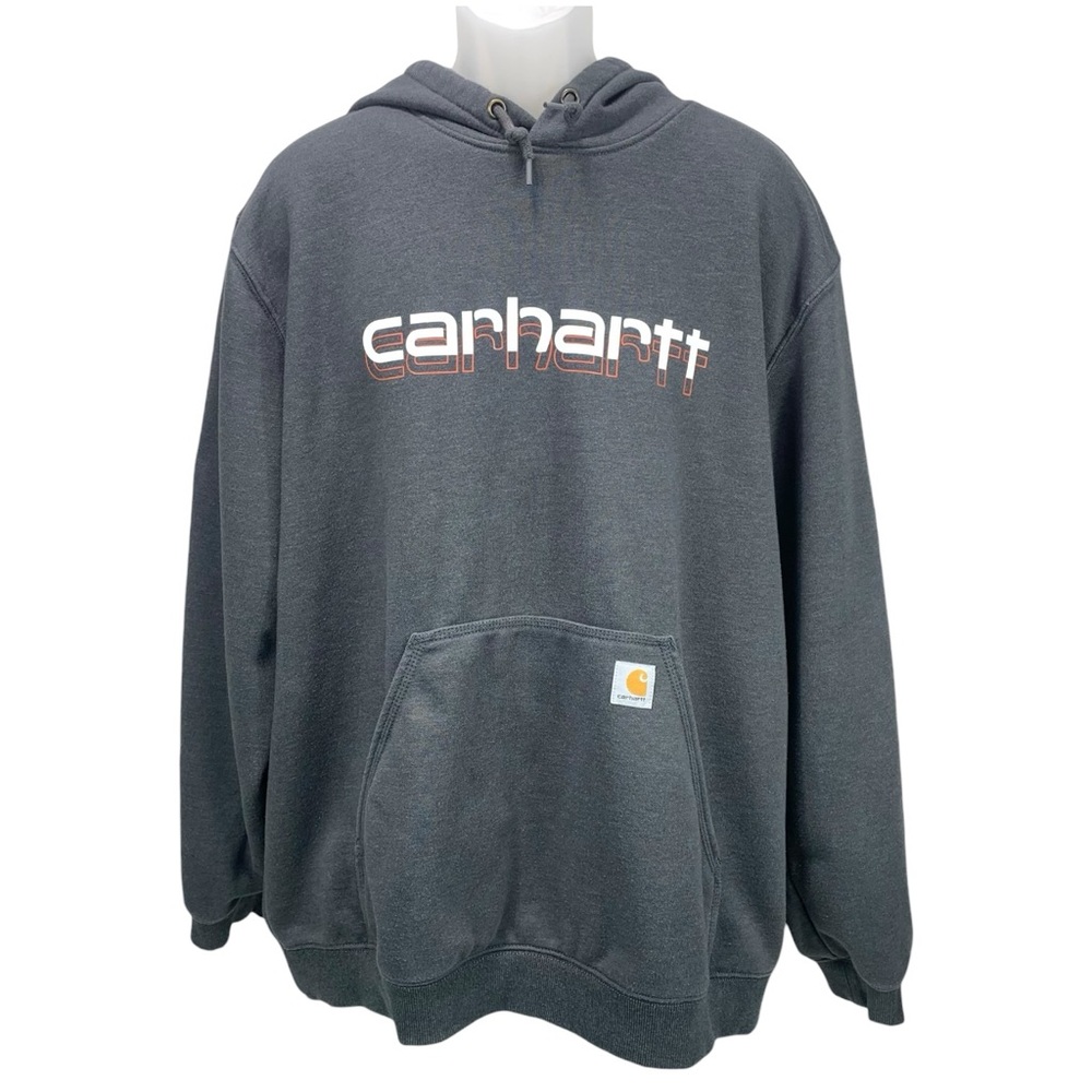 Carhartt Men’s Rain Defender Hoodie Gray 2XL Loose Fit Pullover Logo